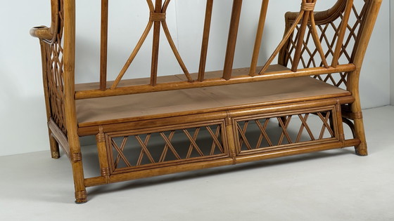 Image 1 of Canapé deux places original vintage tropical chic en bambou et rotin