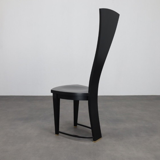 Image 1 of Seltenes Set aus vier Esszimmerstühlen mit hoher Rückenlehne, Italien, 1990er Jahre