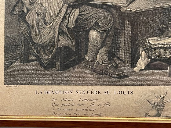 La Dévotion sincère au logis – Incisione da Greuze – 51,5 cm – Litografie e stampe, Paper (photo 8 of 12)