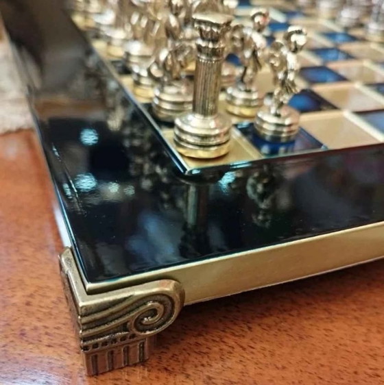 Image 1 of Manopoulos Griekenland schaakspel met schaakbord en certificaat