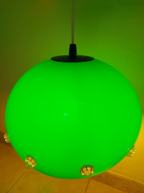 Image 1 of Lampada a sospensione verde in stile Space Age, lampada a forma di UFO, anni '70