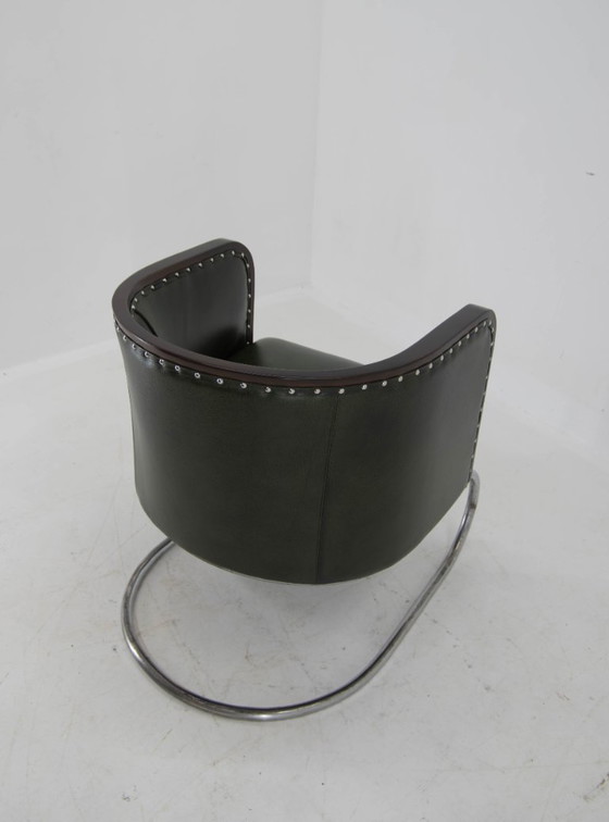 Image 1 of Poltrona tubolare Bauhaus in pelle verde, anni '20, restaurata