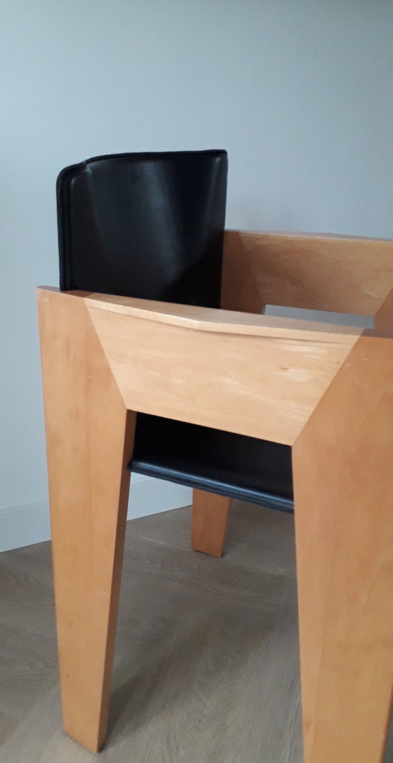 Image 1 of Arco Dining Chair design wooden leather chair Arnold Merckx