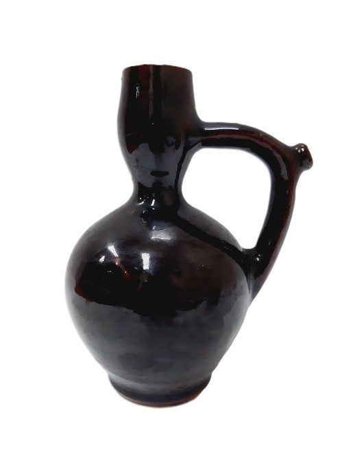 Vintage glazed ceramic pitcher 18 cm