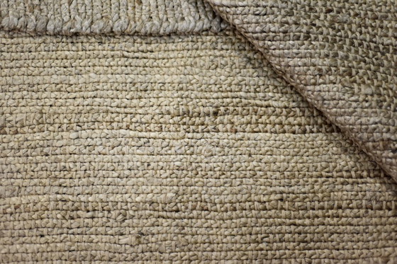 Image 1 of Vintage Indiaas natuurlijk bruin platgeweven jute tapijt, jaren 70