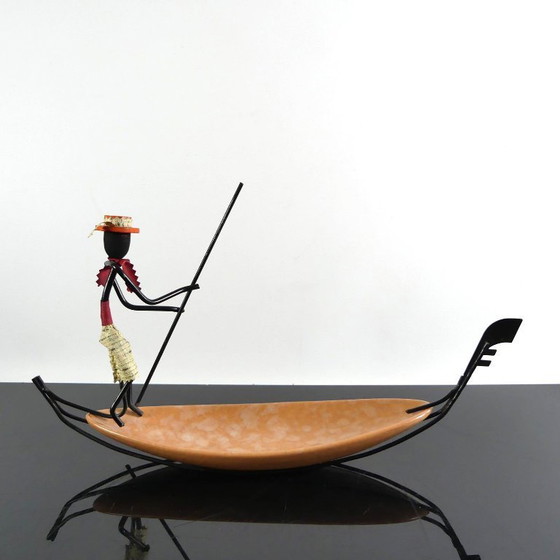 Image 1 of Vintage art deco metalen gondelierfiguur, Italië, jaren 1950