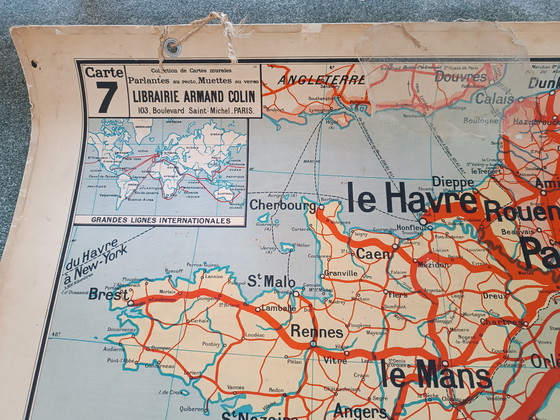 Image 1 of Mapa escolar antiguo: Ferrocarriles franceses, década de 1950