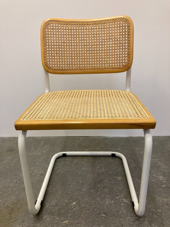 1x Chaise Vintage Cesca Breuer, Chaises de salle à manger, Bois, Métal, Blanc (photo 2 sur 11)