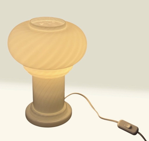 ✨ Vintage Murano Table Lamp | Mushroom Swirl | Lattimo | 1960s–70s | Mint Condition – tafellampen, Glass