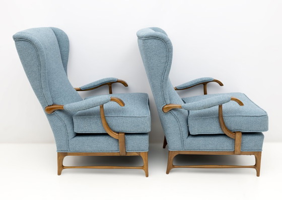 Image 1 of Pair of Paolo Buffa Mid-Century Modern Italian Bouclè Armchairs by Framar, 1950s