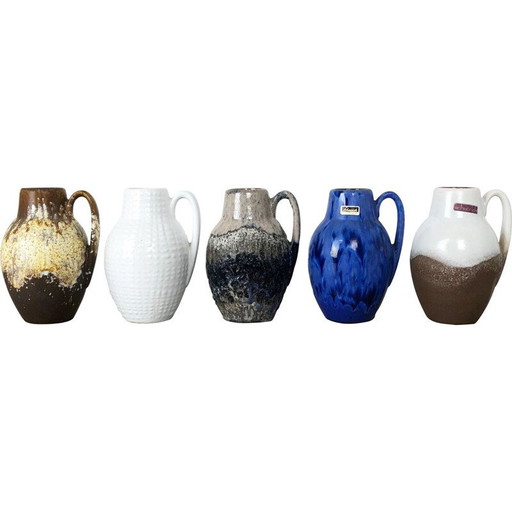 Ensemble de 5 vases en céramique vintage pour Scheurich, Allemagne 1970