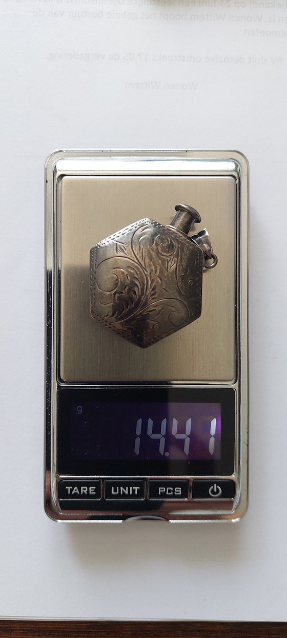 Image 1 of Vintage 925 sterling zilveren zeshoekige parfumfleshanger