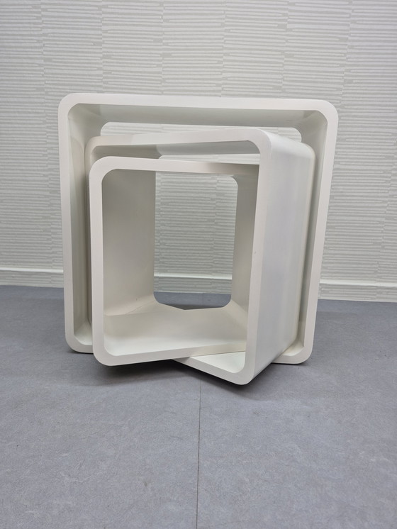 Image 1 of Cube/cube blanc, meuble modulaire vintage de l'ère spatiale.