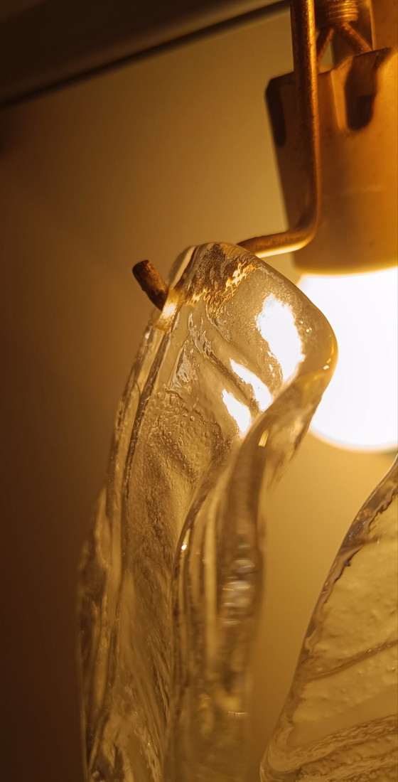 Image 1 of Mazzega Vintage Blad Wandlamp — Murano Glas (Italië, jaren 70) Gemaakt in Italië
