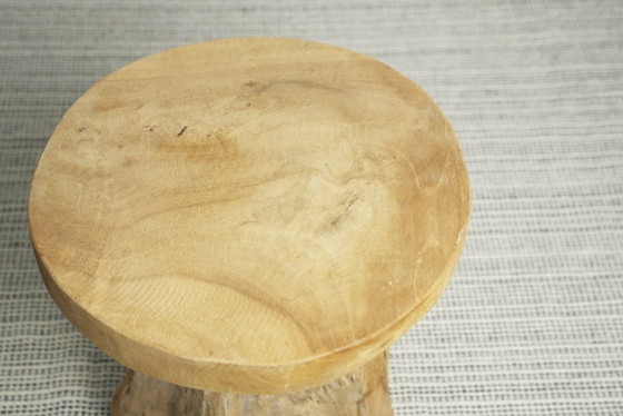 Teakhouten wortelkruk, organisch houten bijzettafeltje, rustieke sculpturale boomstronkkruk, vintage – Wood (photo 12 of 17)