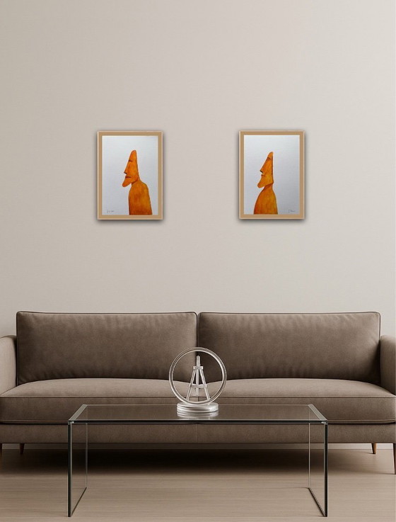 Image 1 of Inkt op wit papier.  Formaat 30x21cm. Moai