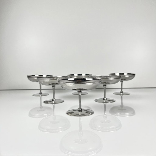Set of 6 Stainless Steel Ice Cream Cups, 1970