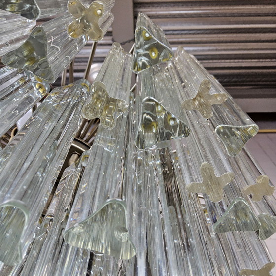 Image 1 of Vintage Itiliaanse kristallen kroonluchter Venini Triedi Murano. (60s) tapered crystal chandelier Italian design