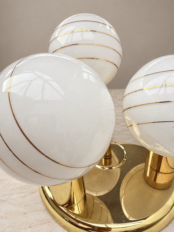 Vintage Massive Plafondlamp / Tafellamp – Hollywood Regency – Wandlampen, Aluminium (photo 5 of 6)