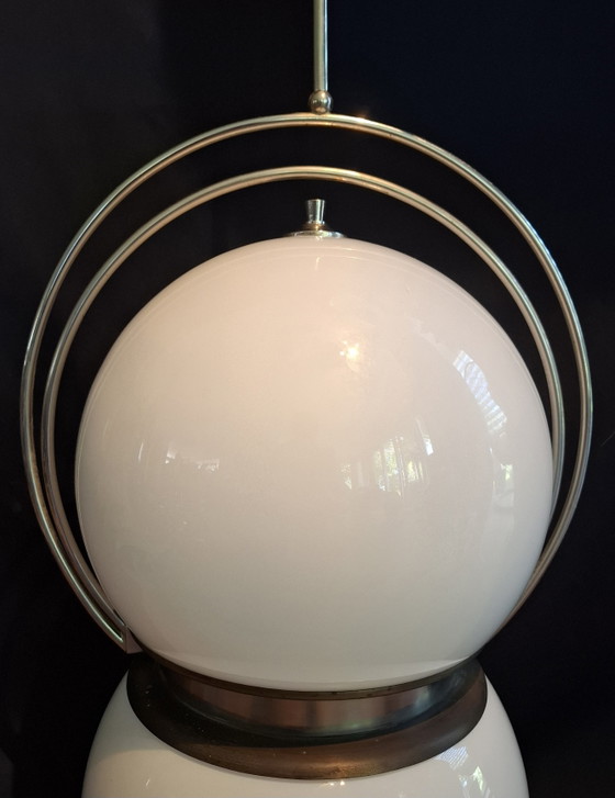 Rare large Space Age pendant lamp Goffredo Reggiani – Reggiani Illuminazione, Chrome, Brass (photo 10 of 14)