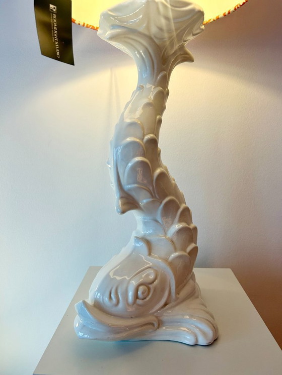 Image 1 of Italiaans Modern: Opvallende keramische lamp uit de jaren 60 uit Italië - volledig gerestaureerd - nieuwe lampenkap