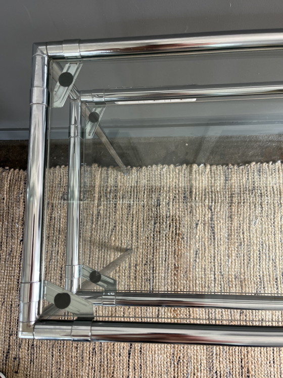 Image 1 of Quality glass / chrome side table Bauhaus style