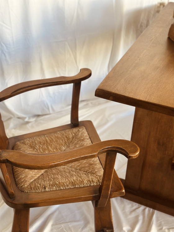 Image 1 of Artifort Theo Ruth Kloosterstoelen Eikenhout Riet brutalist