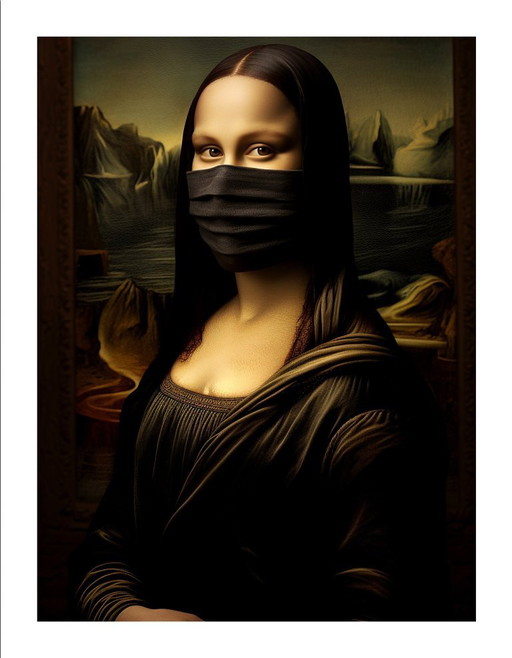 Alberto Ricardo - Mona Lisa Mask - Artist's Lithograph – lithos zeefdrukken, Canvas (photo 2 of 9)