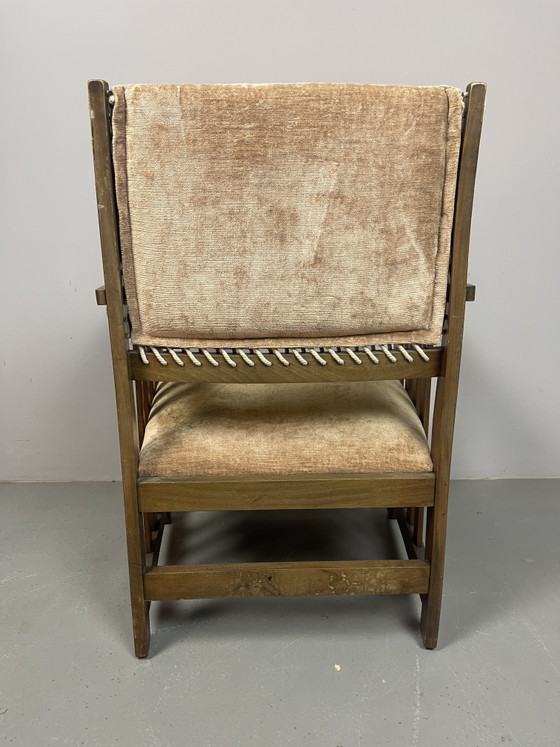 Antieke Nederlandse Haagse School Eiken Fauteuil van L.O.V. Meubelfabriek, Oosterbeek. Nederland, jaren (photo 5 of 11)