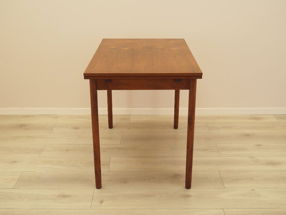 Table à manger extensible danoise en teck sur pieds en bois massif, années 1970, Tables de salle à manger (photo 3 sur 14)