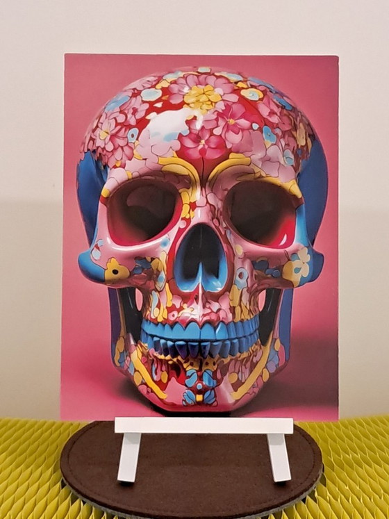 Image 1 of DEAD HEAD - Teschio Pink Pop - Stampa Giclée su lastra di alluminio