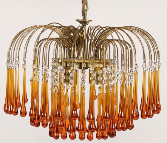 Image 1 of Murano tear drop chandelier 1970’s