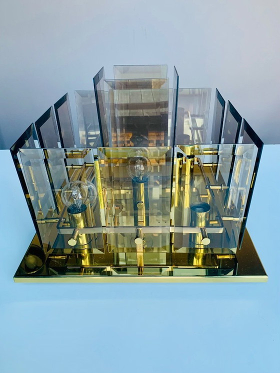 Image 1 of Hillebrand Brass Ceiling Lamp Mid Century