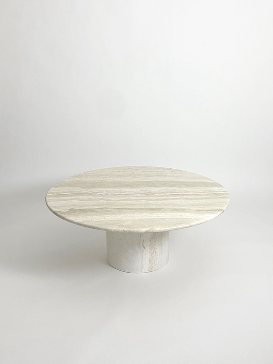 Image 1 of Table basse ronde en travertin Up&Up, 1970s