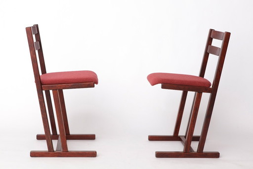 Pair of Vintage Casala Dining Chairs – Mid-Century German Design, Beechwood Frame, Cherry Red Upholstery, 1950s–1960s