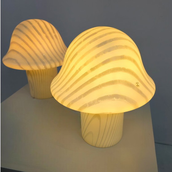 Image 1 of Peill & Putzler mushroom lamps 70s glass zebra