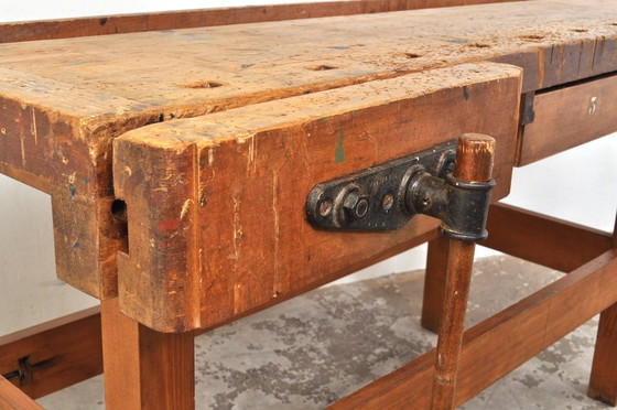 Image 1 of Vintage Beuken- en Eikenhouten Werkbank Nooitgedagt / Dressoir
