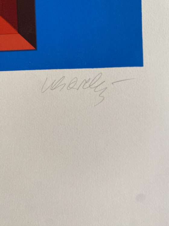 Image 1 of Lithografie van Vasarely, gesigneerd en genummerd.