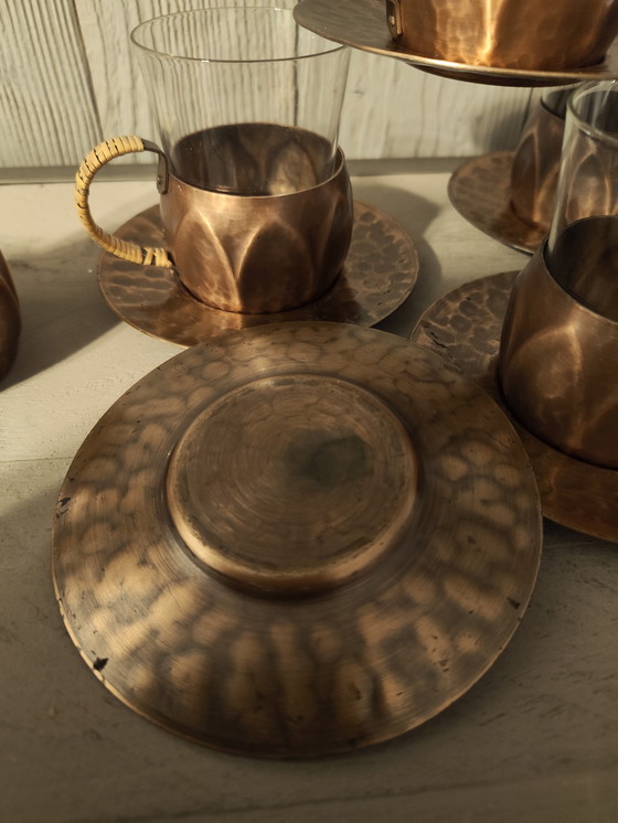 Image 1 of 5 vintage koperen theeglazen 