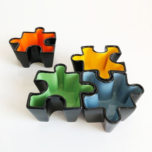 Ceramic puzzle pocket set. Italy, 1980s