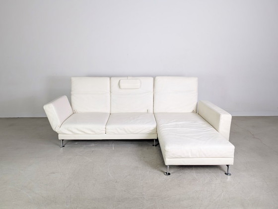 Image 1 of Original Brühl Moule Ecksofa Design Couch Leder weiß klappbar