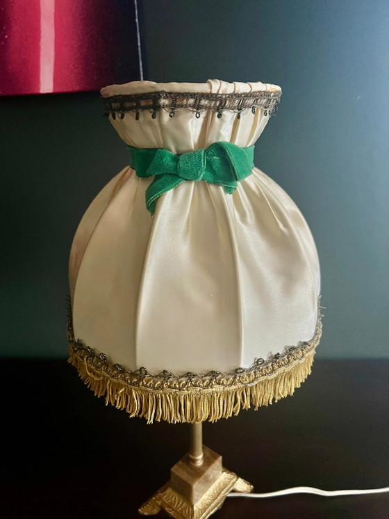 Rare! Mid Century, Rockabilly Table Lamp with Brass Foot and Marble Base, very good original condition, 1950s (photo 4 of 8)