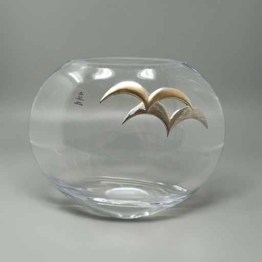 Vase de luxe des années 1970 en cristal et argent par Camilletti, fabriqué en Italie