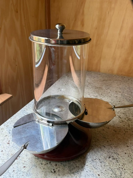 Rare Vintage 1950s Italian Revolving Condiment Server Space Age MCM Gravity Snack Sugar Dispenser Made in (photo 9 of 9)