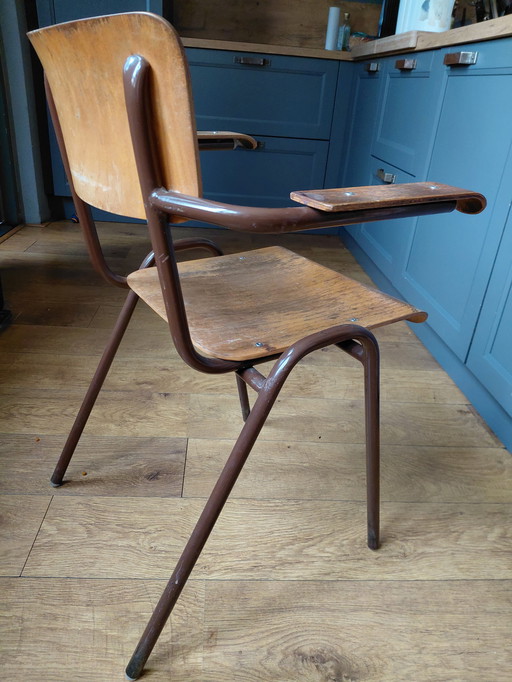 Vintage kantinestoelen met armleuningen buizenframe 