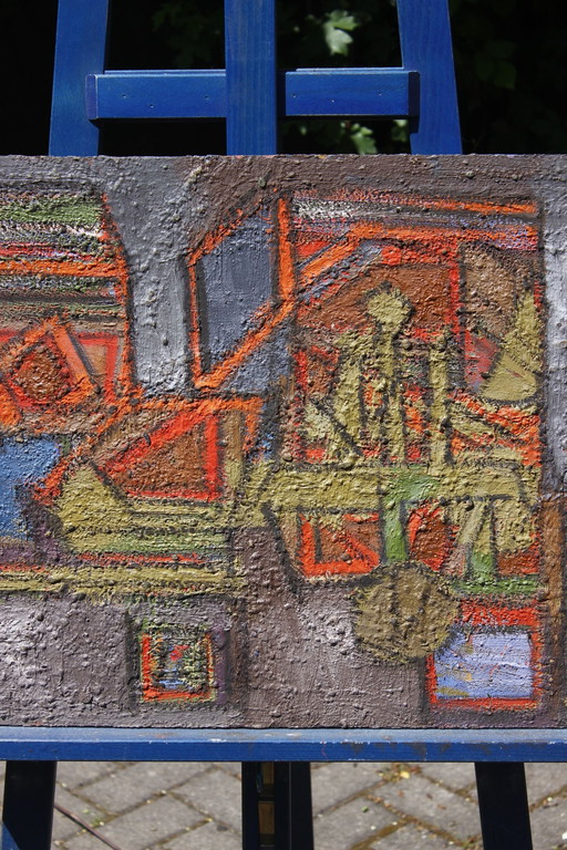 Jean Besnard (1922-2007) Oil on panel Architectural abstraction 1974