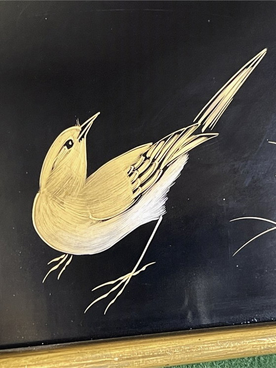 Image 1 of Inlaid Japanese lacquer painting – “Sekirei” bird – handcrafted, limited edition
