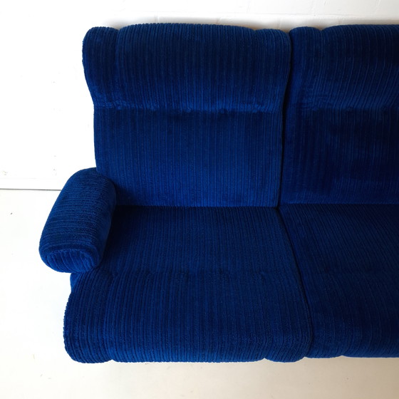 Image 1 of Canapé modulable vintage 6 pièces en velours côtelé bleu roi