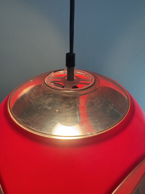 Vintage rode space age Bulb Bug Eye hanglamp lamp jaren 70