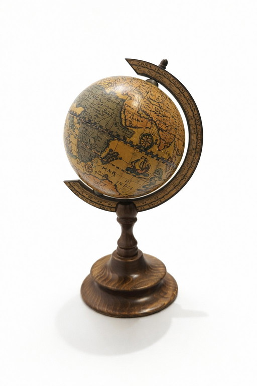 Vintage Globe Old World Map – Wooden Desk Globe – Antique Style Nautical Globe – Mid Century Home Decor